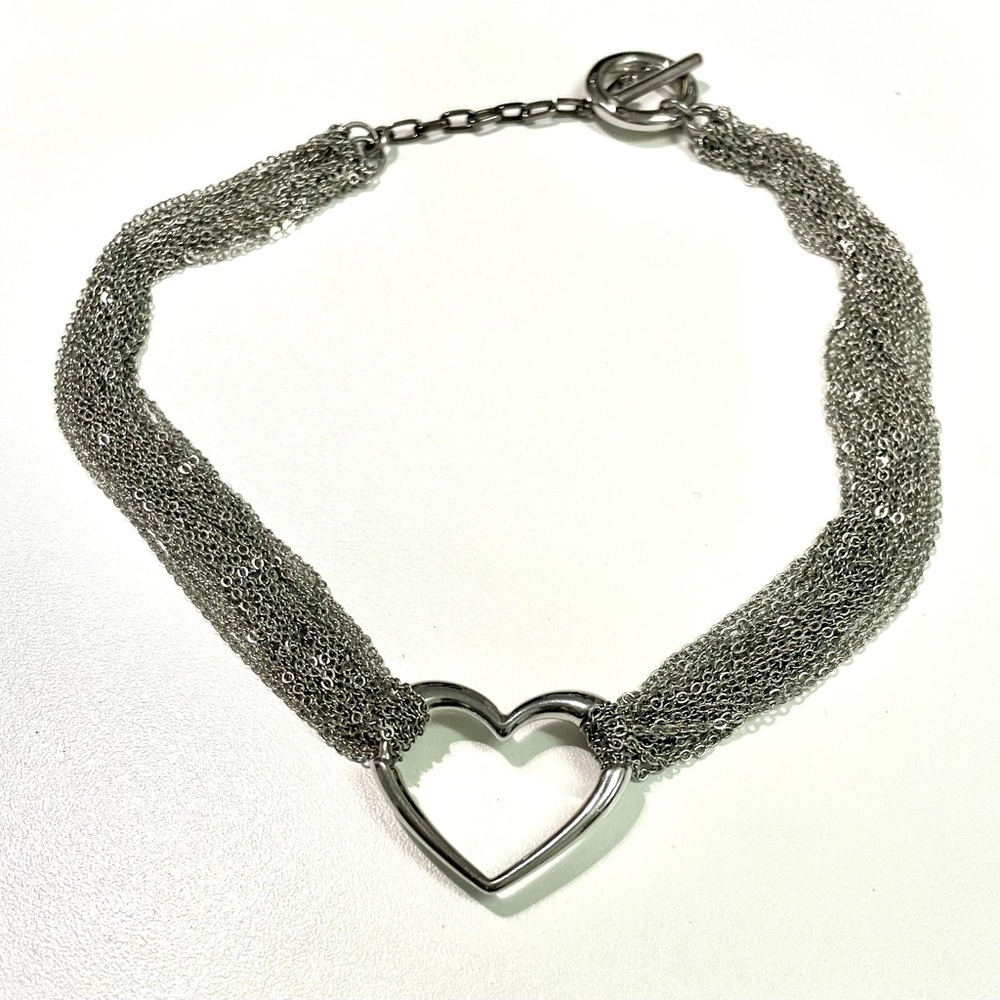 Tiffany inspired heart multi strand necklace.